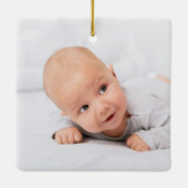 Mijn eerste kerst 2 foto's script Baby Keramisch Ornament (Achterkant)