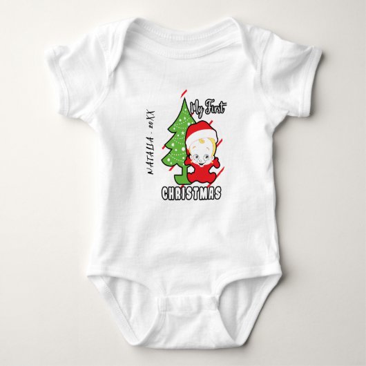 Mijn eerste kerst aangepaste naam Baby Bodysuit (Voorkant)