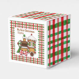Mijn eerste kerst aangepaste naam schattige trein bedankdoosjes