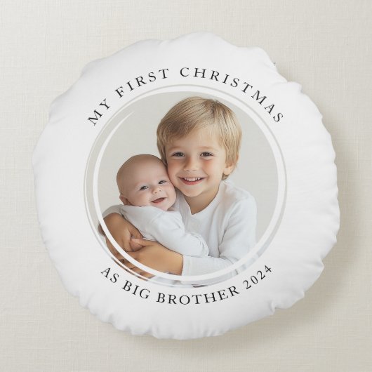 Mijn eerste kerst als Big Brother Custom Photo Rond Kussen (Achterkant)
