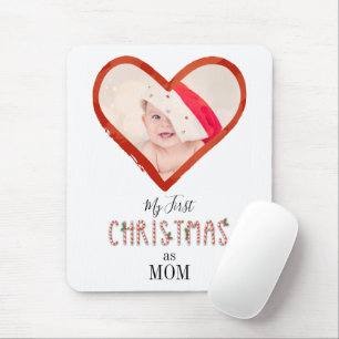 Mijn eerste kerst als mama liefde hart baby foto muismat