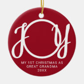 Mijn eerste kerst als overgrootmoeder foto rood keramisch ornament (Voorkant)