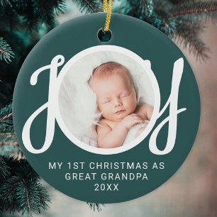 Mijn eerste kerst als overgrootvader foto groen keramisch ornament