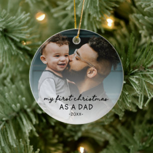 Mijn eerste kerst als vader twee foto keramisch ornament