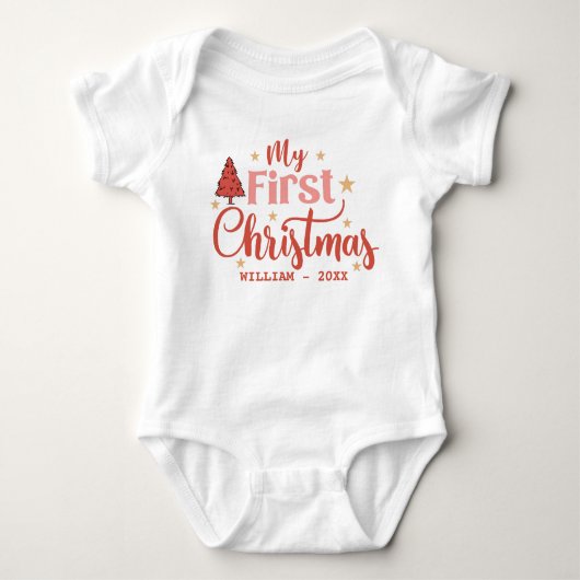 Mijn eerste kerst Baby 1st Xmas aangepaste naam Romper (Voorkant)