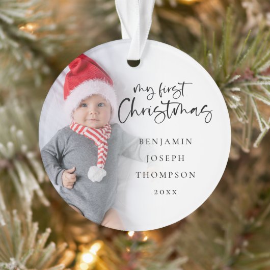Mijn eerste kerst Baby 2 foto's Naam Jaar Ornament (Boom)