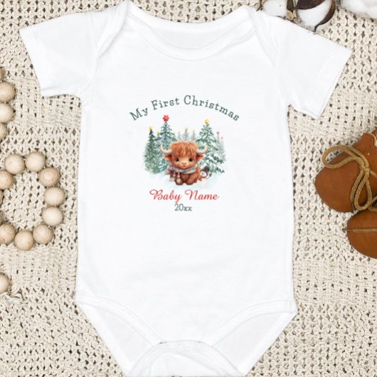 Mijn eerste kerst Baby Bison aangepaste naam Keeps Romper