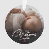 Mijn eerste kerst Baby foto Elegant Script Ornament (voorkant)
