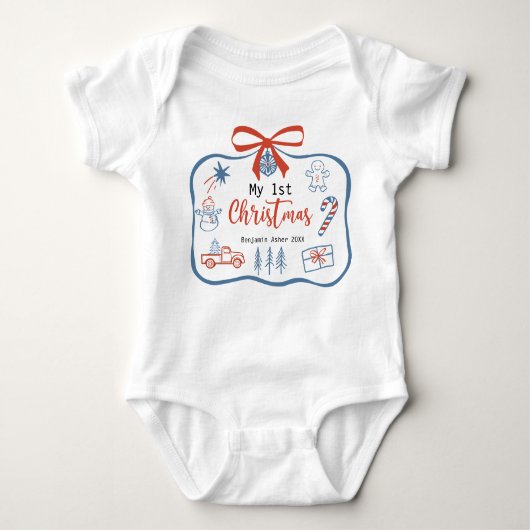 Mijn eerste kerst baby persoonlijk hemdje romper (Voorkant)