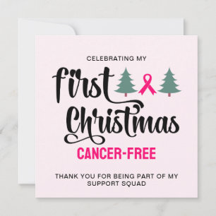 MIJN EERSTE KERST Borstkanker Gratis Dank u Feestdagenkaart
