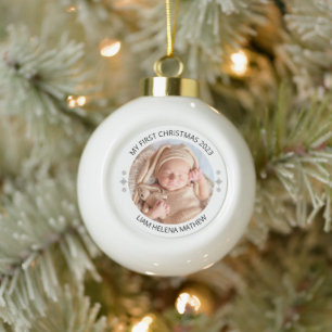 Mijn eerste kerst gepersonaliseerde elegante Baby  Keramische Bal Ornament