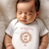 Mijn eerste kerst herten aangepaste naam beige neu romper