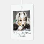 Mijn eerste kerst hond foto metalen ornament (Voorkant links)