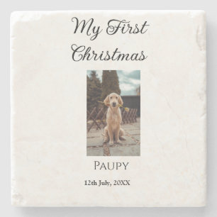 Mijn eerste kerst huisdier naam hond kat jaar foto stenen onderzetter