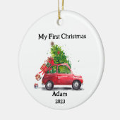 Mijn eerste kerst Keepsake Retro auto Keramisch Ornament (Links)