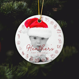 Mijn eerste kerst met babyfoto keramisch ornament