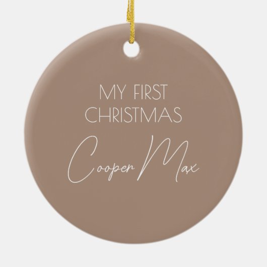 Mijn eerste kerst moderne eenvoudige puppy huisdie keramisch ornament (Achterkant)