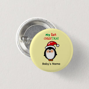 Mijn eerste kerst Mooie Pinguïn Ronde Button 3,2 Cm
