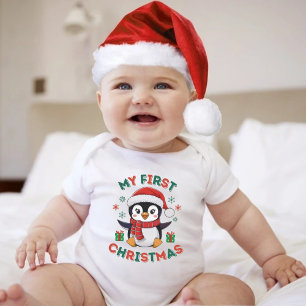 Mijn eerste kerst Mooie winter kerst pinguïn Romper
