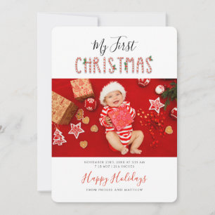 Mijn eerste kerst nieuwe babyfoto's op maat feestdagenkaart