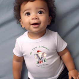 Mijn eerste Kerst Olifant aangepaste naam Keepsake Romper