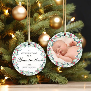 Mijn eerste kerst-oma, foto-aandenken keramisch ornament