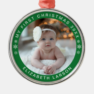 Mijn eerste kerst Persoonlijke babyfoto rood Metalen Ornament