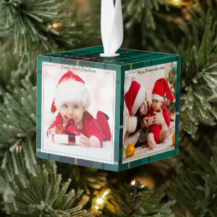 Mijn eerste kerst Prettige feestdagen Babyfoto's Kubus Ornament