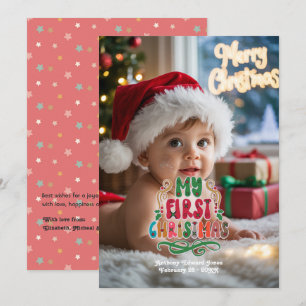 "Mijn eerste kerst" Retro babyfoto Feestdagenkaart