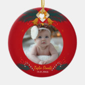 Mijn eerste kerst rode aangepaste foto keramisch ornament (Voorkant)