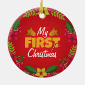Mijn eerste kerst rode aangepaste foto keramisch ornament (Achterkant)