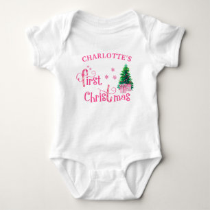 Mijn eerste kerst Roze kerstboom en cadeaus Romper