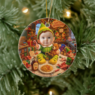 Mijn eerste kerst Santas kleine helper foto Keramisch Ornament