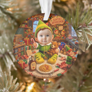 Mijn eerste kerst Santas kleine helper foto Ornament
