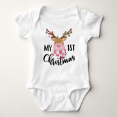 Mijn eerste kerst Schattigee rendier baby meisje Romper (Voorkant)