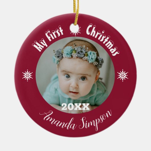 Mijn eerste kerst sneeuwvlok ingelijst Ornament (Voorkant)