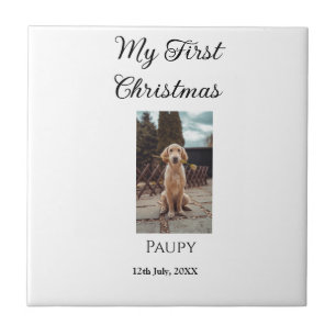 Mijn eerste kerst toevoegen naam hond kat jaar fot tegeltje
