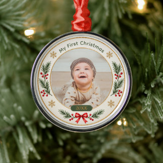 Mijn Eerste Kerst Wit Baby Foto Ornament