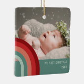 Mijn eerste kerstavond Groovy Retro Keramisch Ornament (Rechts)