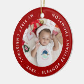Mijn eerste kerstBaby Foto: Jaar Ruby Red Keramisch Ornament (Links)