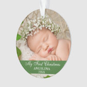 Mijn eerste kerstBaby Foto Light Green Ornament (voorkant)