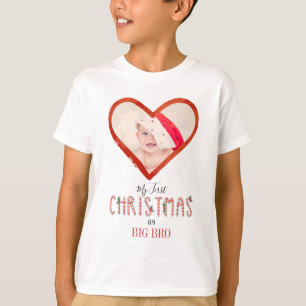 Mijn eerste kerstbroeder Love Heart Baby Foto T-shirt