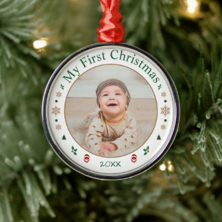 Mijn Eerste Kerstdag Baby Foto Ornament