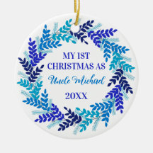 Mijn eerste kerstfeest als oom Elegant Blue Wreath