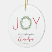 Mijn eerste kerstfeest als opa Joy Wreath Keramisch Ornament (Links)