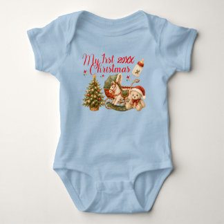 Mijn eerste kerstfeest Cute en kleurrijke blauwe Romper