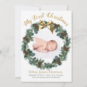 Mijn eerste kerstfeest nieuwe babyaankondiging feestdagenkaart