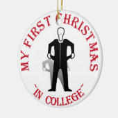 Mijn eerste kerstfeest op het college keramisch ornament (Links)