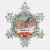 Mijn eerste kerstfoto Baby Tin Sneeuwvlok Ornament (Voorkant)
