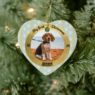 Mijn eerste kerstfoto, foto, hart keramisch ornament